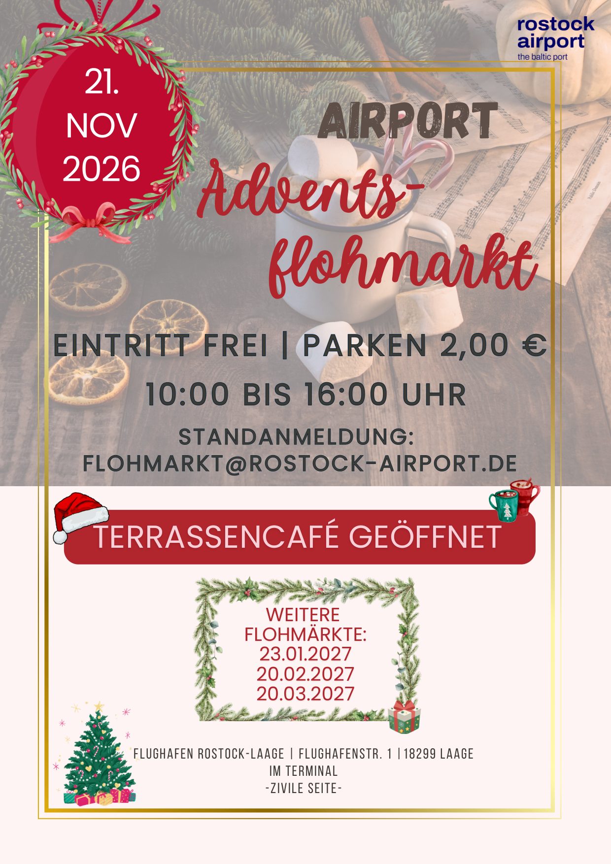 Plakat Advents-Flohmarkt am Flughafen Rostock-Laage