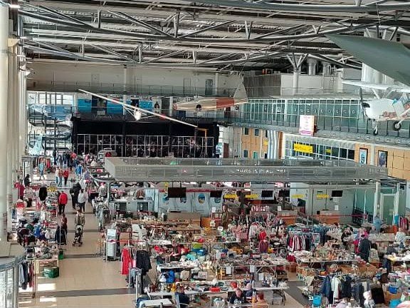 Flea market in the terminal of Rostock-Laage Airport