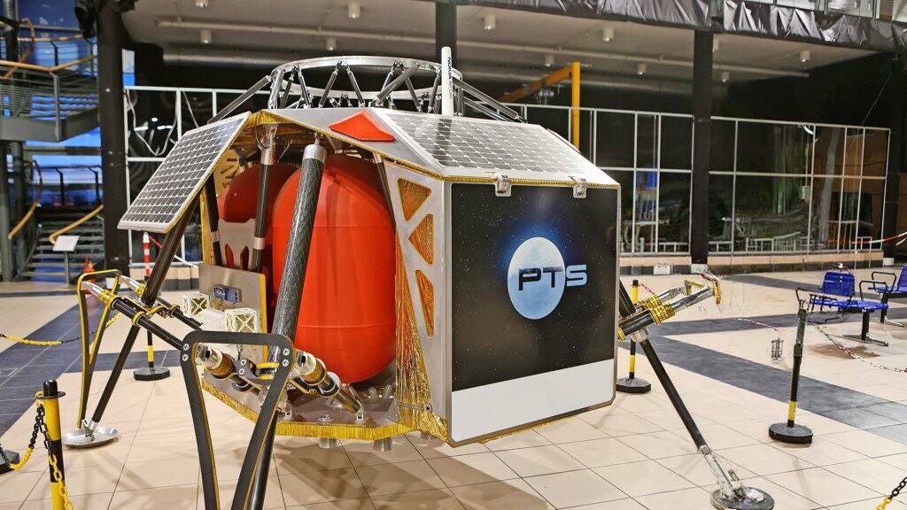 PTS lunar lander on display at Rostock-Laage Airport